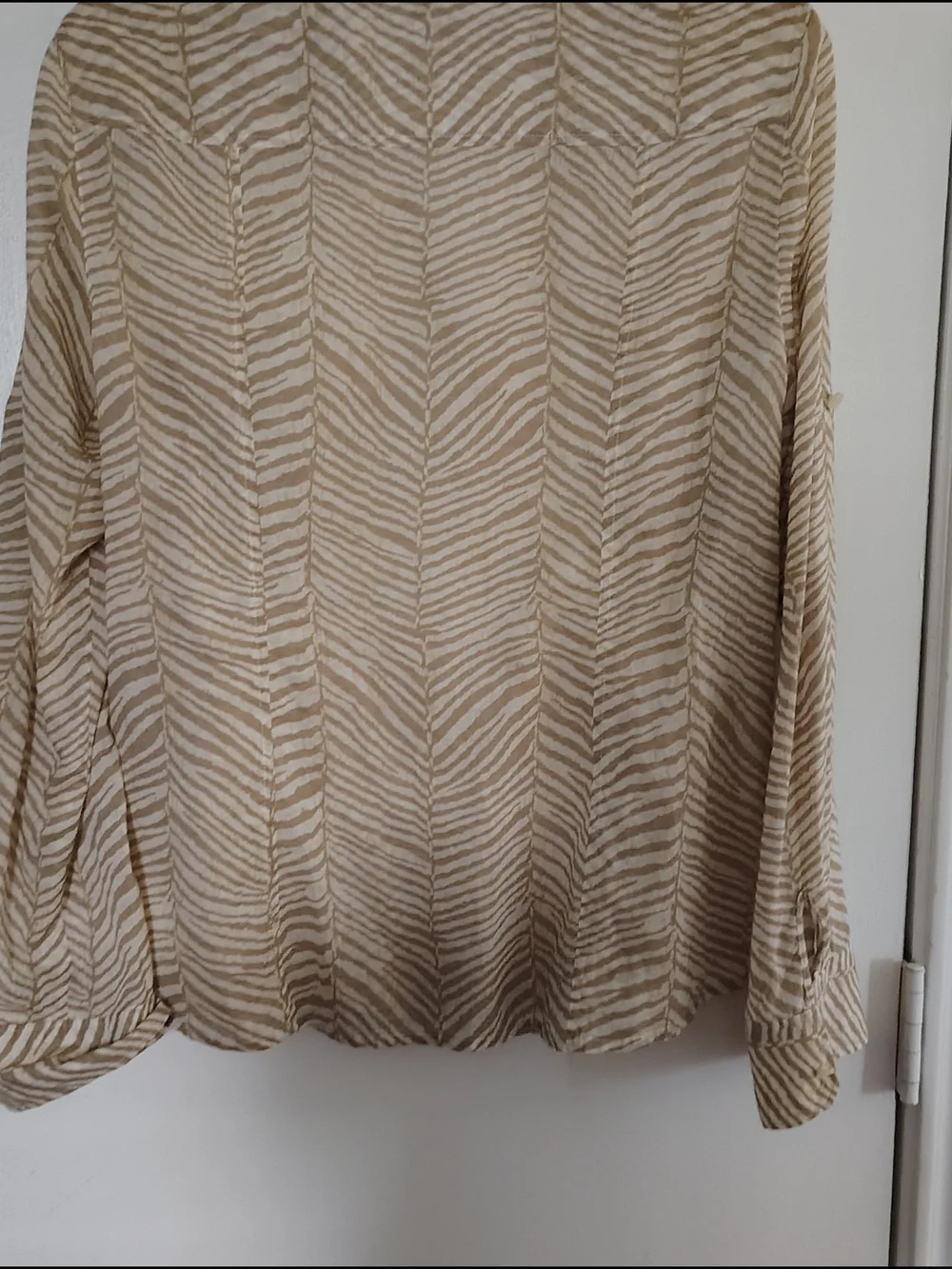 Michael Kors Beige and Cream Zebra-Print Button-Down Shirt
